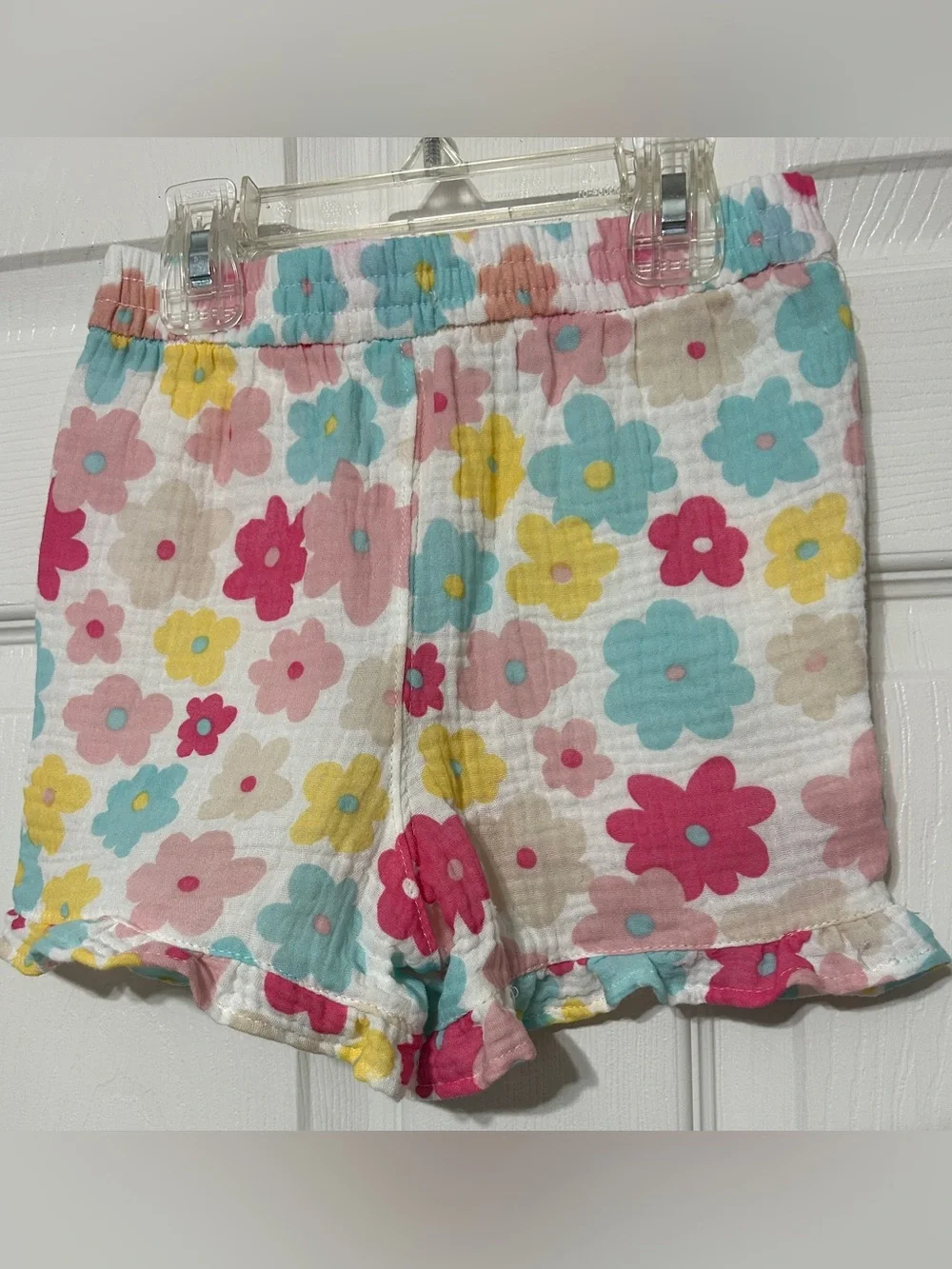 Rabbit + Bear Organics Cotton Short Set Floral Ruffle Gauzy Girls Size 8